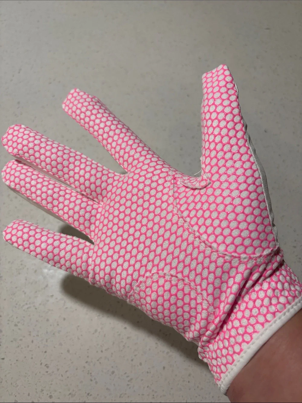 Finger Ten Golf Glove - White with Pink Accents